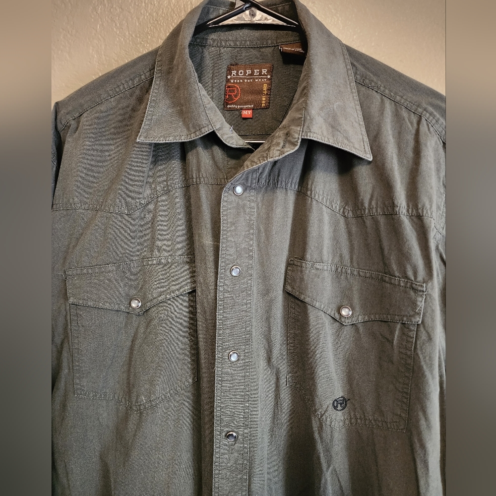 Olive Green Collared Button-Down - image 2